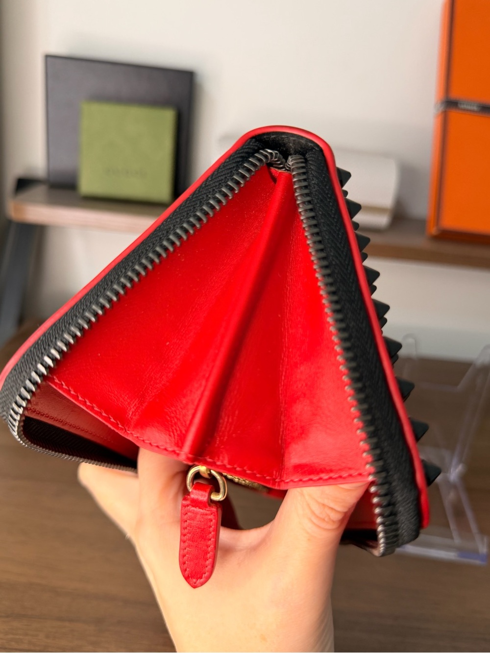 AUTHENTIC - Christian Louboutin Black Spiked Long Zip Wallet - Picture 11 of 12